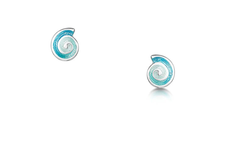 Sheila Fleet Skara Spiral Earrings in Shallows Enamel