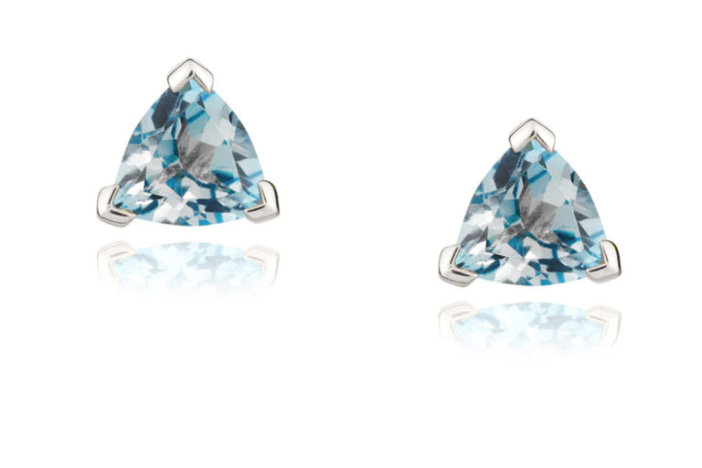 Swiss Blue Topaz Triangle Earrings 9ct white gold.