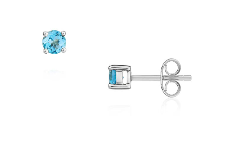 Swiss Blue Topaz Earrings 9ct white gold