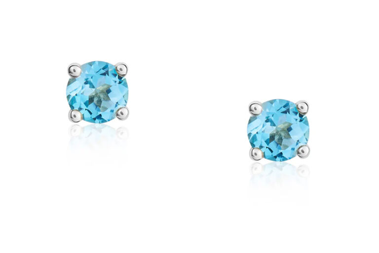 Swiss Blue Topaz Earrings 9ct white gold