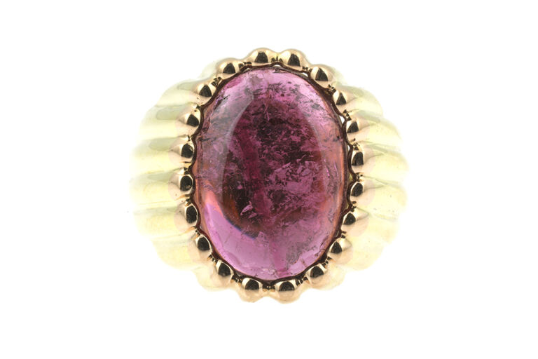 Rubelite Tourmaline Single Stone Ring 18ct yellow gold Size V