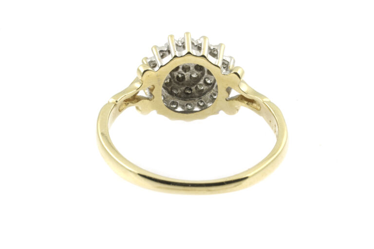 Diamond Cluster Ring 9ct gold Size N