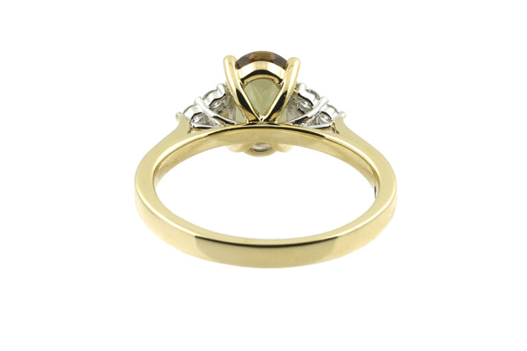 Andalusite & Diamond 7 Stone Trefoil Ring 18ct gold Size M