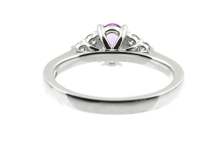 Natural Pink Sapphire & Diamond 7 Stone Trefoil Ring Platinum Size N