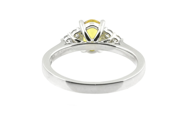 Yellow Sapphire & Diamond 7 Stone Trefoil Ring In platinum Size N.