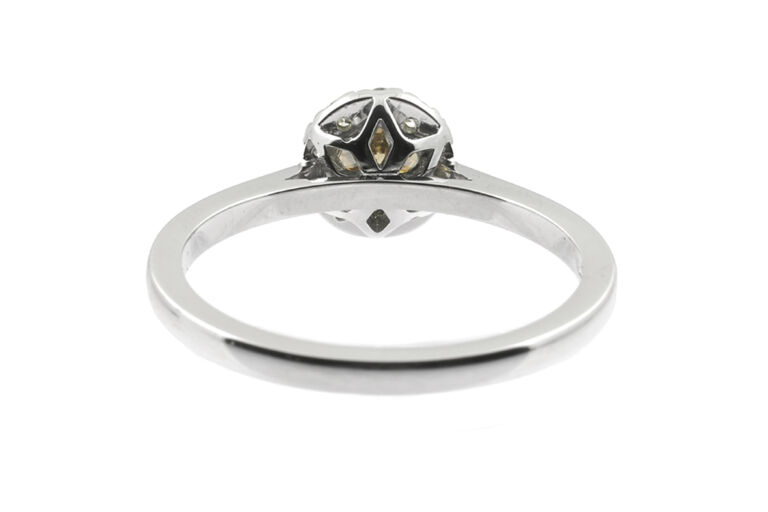 Cognac & White Diamond Cluster Ring in Platinum Size N