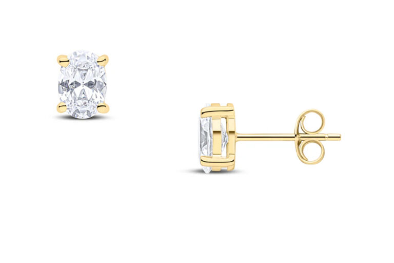 Oval Cubic Zirconia Stud Earrings 9ct gold