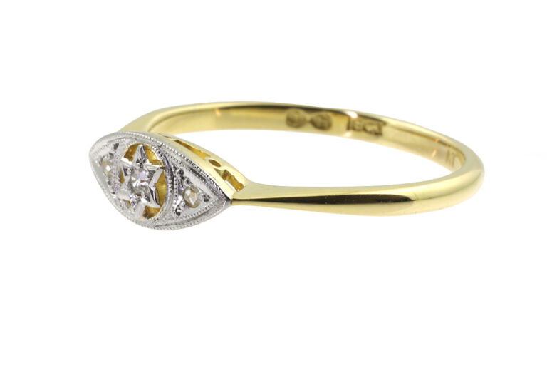 Diamond 3 Stone Ring 18ct gold & platinum Size P