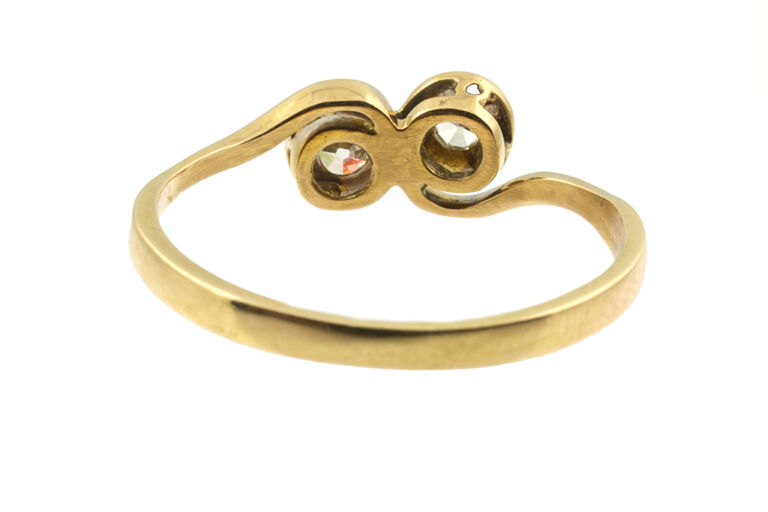 Diamond 2 Stone Twist Ring 18ct gold size P