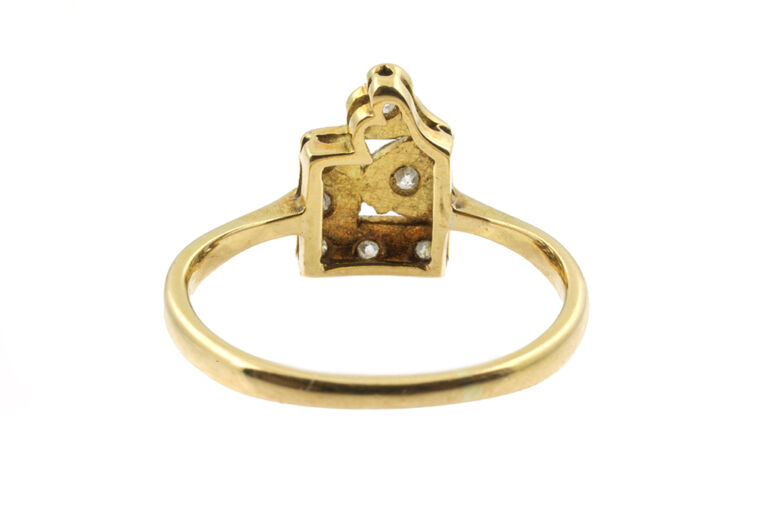 Art Deco Twin Heart Diamond Cluster Ring 18ct gold & platinum size M