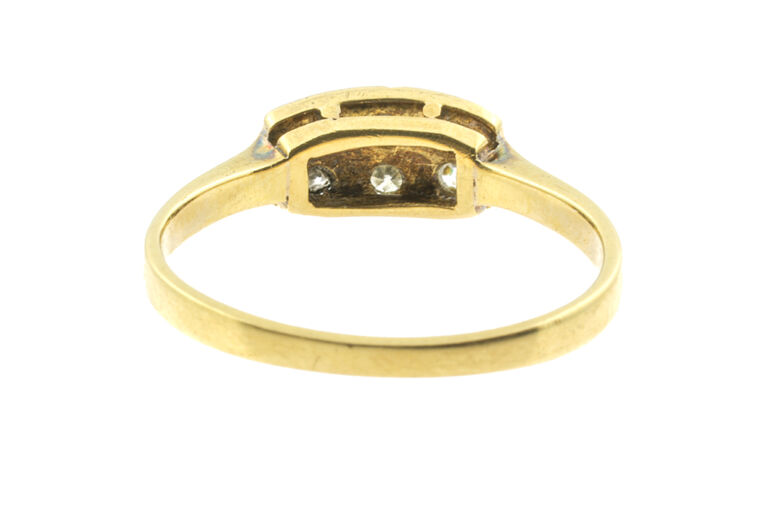 Art Deco Diamond 6 Stone Ring 18ct gold & platinum size L