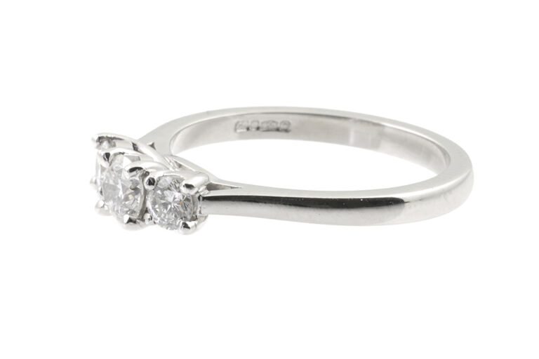 Diamond 3 Stone Ring in Platinum Size N