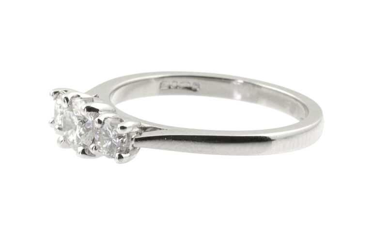 Diamond 3 Stone Ring in platinum Size N