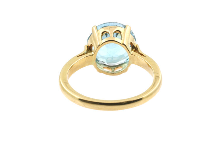 Sky Blue Topaz Solitaire Ring 18k yellow gold Size M