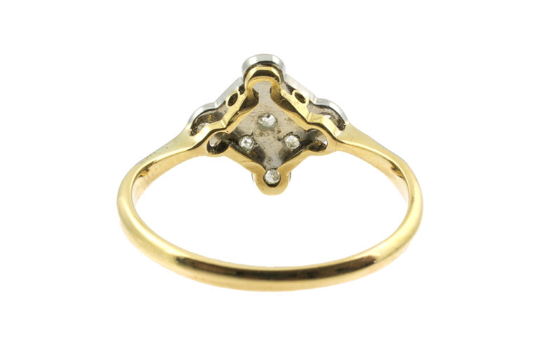 Art Deco Diamond Cluster Ring 18ct gold & platinum Size N
