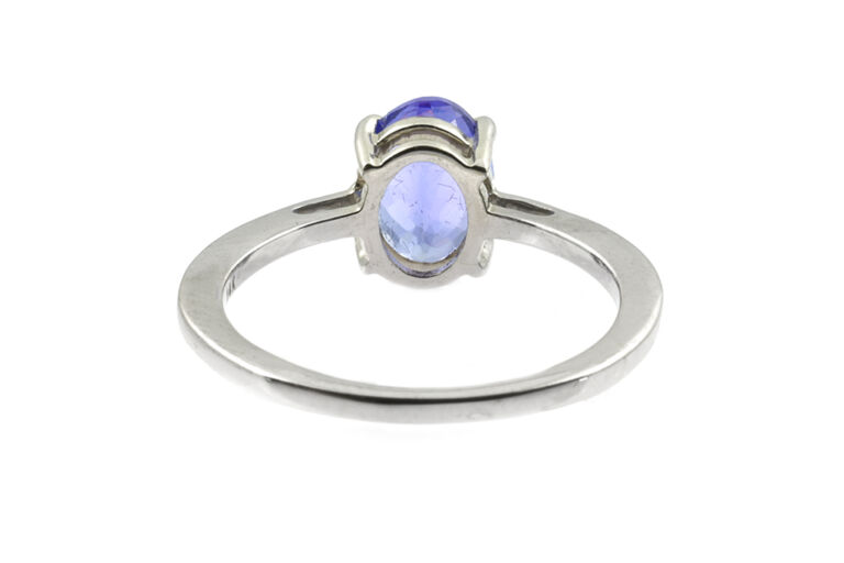 Tanzanite Solitaire Ring 14ct white gold Size L