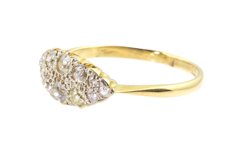 Boat Shape Diamond Cluster Ring 18ct gold Size R