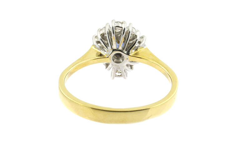 Blue Sapphire & Diamond Cluster Ring 18ct gold Size N