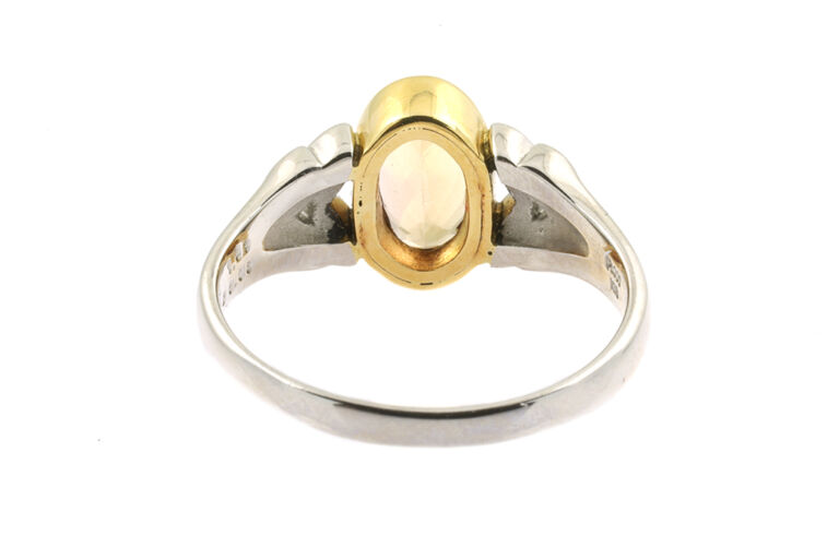 Brazilian Golden Topaz & Diamond Ring Platinum & 18ct yellow gold, Size: O