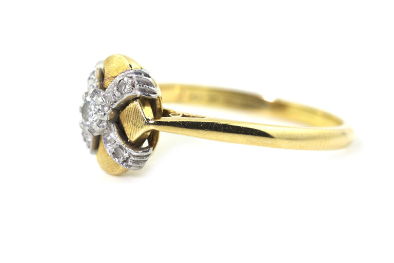 Diamond 5 Stone Cluster Ring 18ct gold & platinum Size P