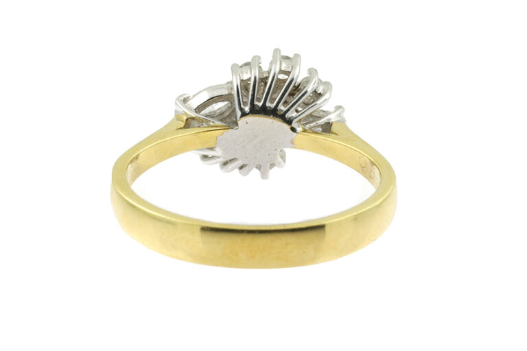 Blue Sapphire & Diamond Cluster Ring 18ct gold HM.