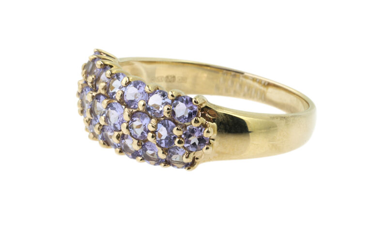 Tanzanite Half Eternity Ring 9ct yellow gold Size P