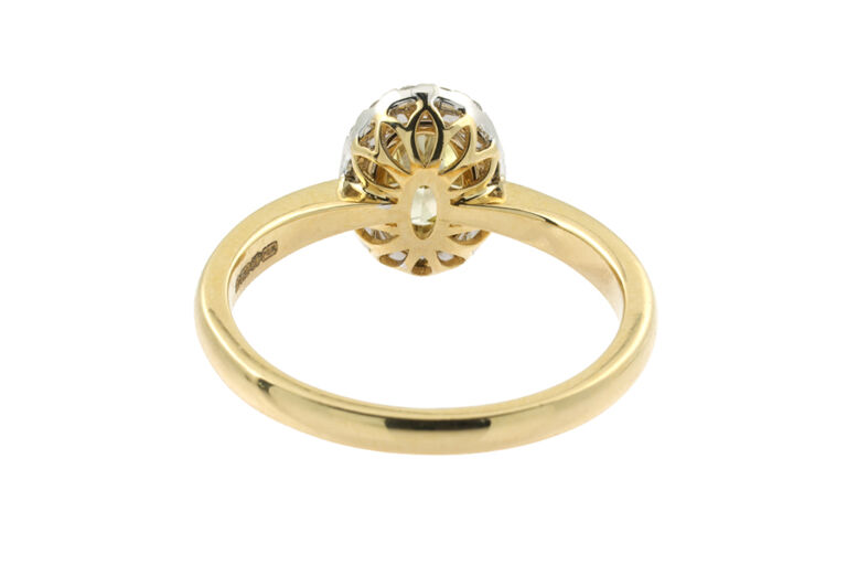 Bespoke Certified Yellow Diamond & White Diamond Cluster Ring 18ct gold Size N