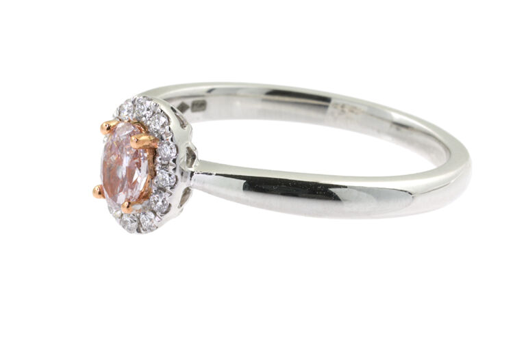 Certified Bespoke Natural Fancy Pink Diamond & White Diamond Cluster Ring Size N