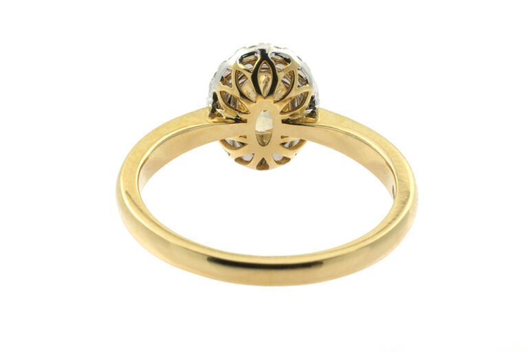 Bespoke Natural Yellow Diamond & White Diamond Cluster Ring 18ct gold Size N