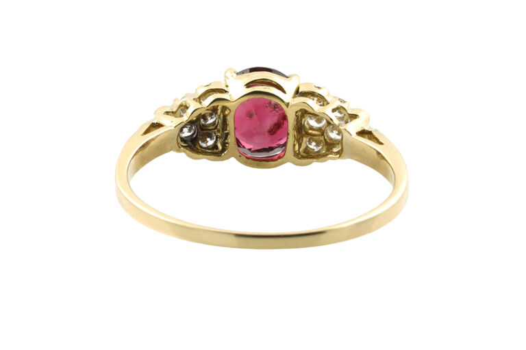 Red Spinel & Diamond Ring 18k yellow gold Size U