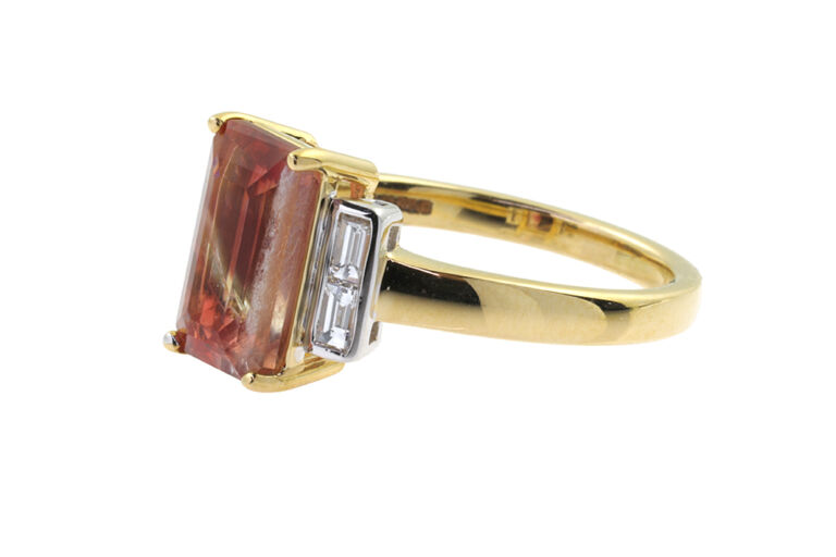 Oregon Sunstone & Diamond Ring 9ct gold Size N