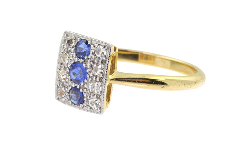 Blue Sapphire & Diamond Cluster 18ct gold & platinum size L
