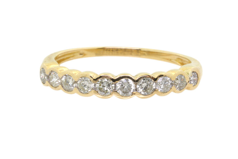 thumbnail image 2 of 9ct Yellow Gold On Silver Simulated Diamond Eternity Band Ring – Sizes K–S 2 of 5