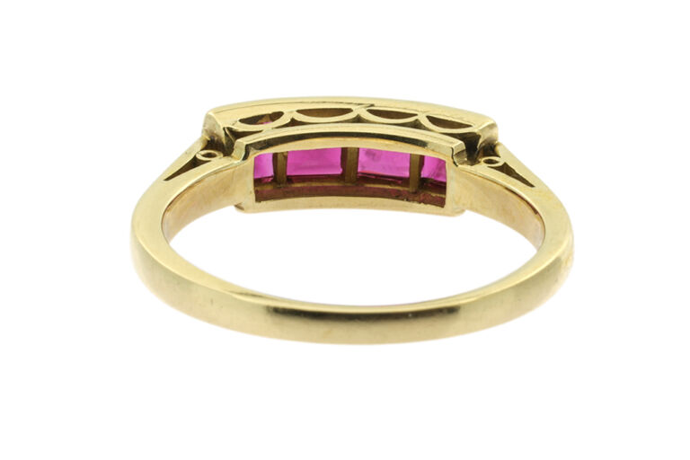 Burmese Ruby 4 Stone Ring 18ct gold Size M.