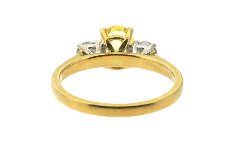 Bespoke Yellow Sapphire & Diamond 3 Stone Ring 18ct gold Size J