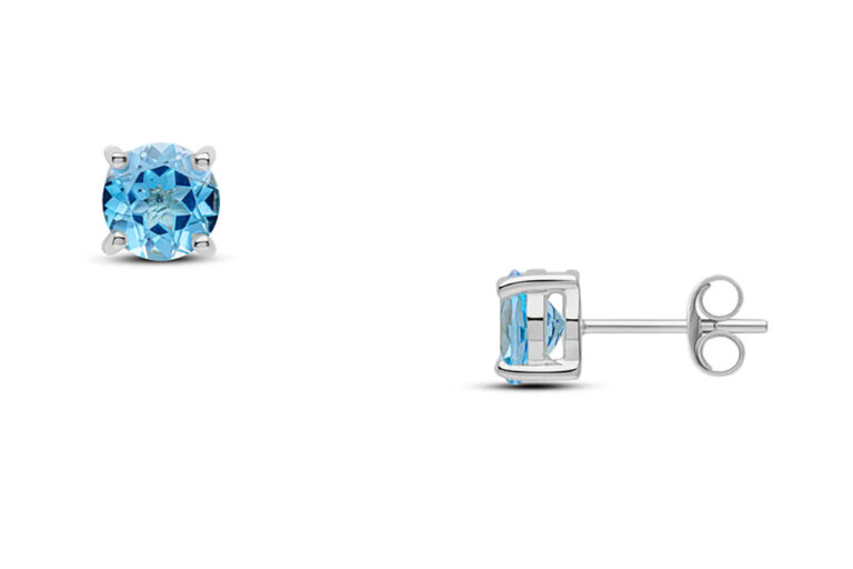 Blue Topaz Stud Earrings 9ct white gold