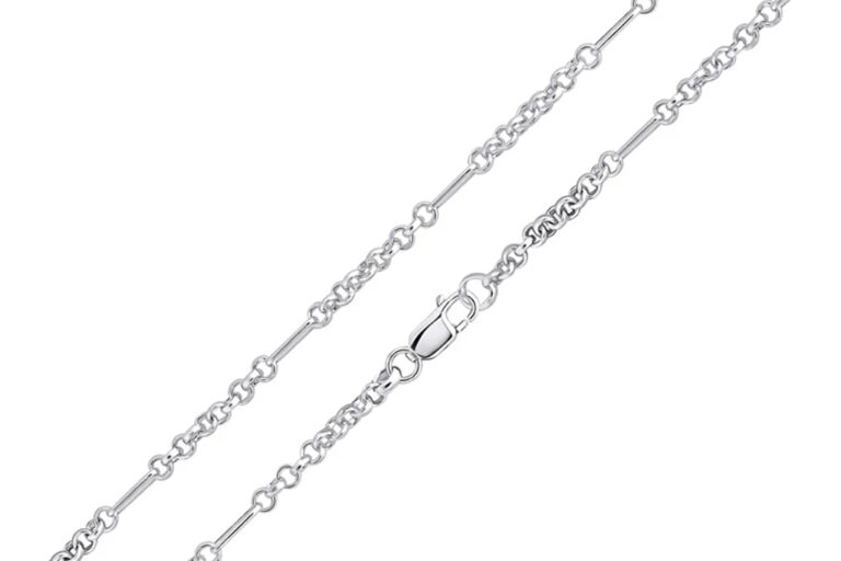 Handmade Oval Round Figaro Link Chain Silver Necklace