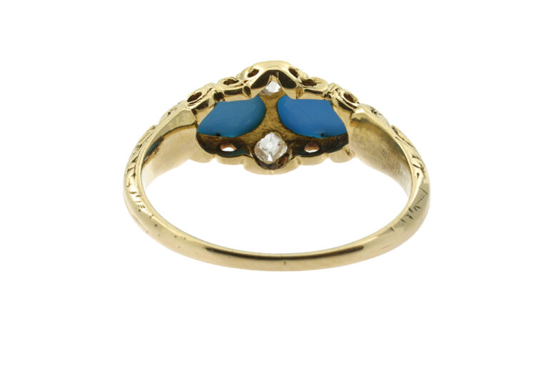 Victorian Turquoise & Diamond Ring 18ct gold Size L