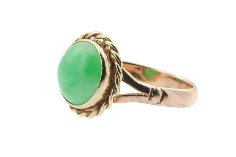 Jadeite Single Stone Ring 9ct gold size P