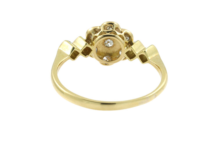 Art Deco Diamond Cluster Ring 18ct gold & platinum size O