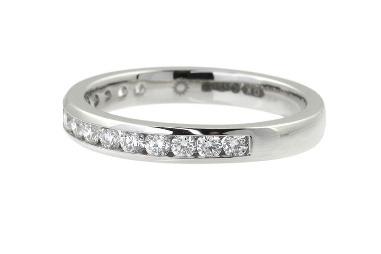 Diamond Half Eternity Ring in platinum size O