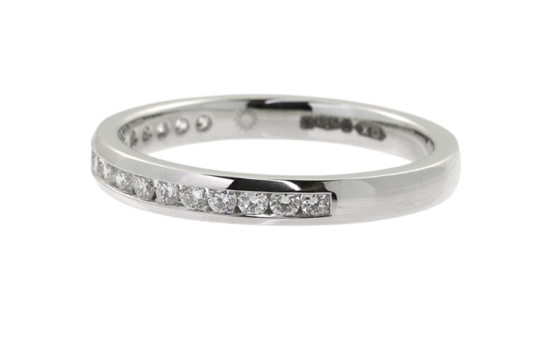 Diamond Half Eternity Platinum Ring Size O.