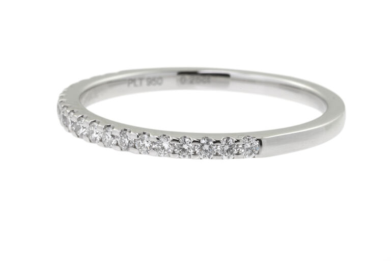 Diamond Half Eternity Platinum Ring Size: O.