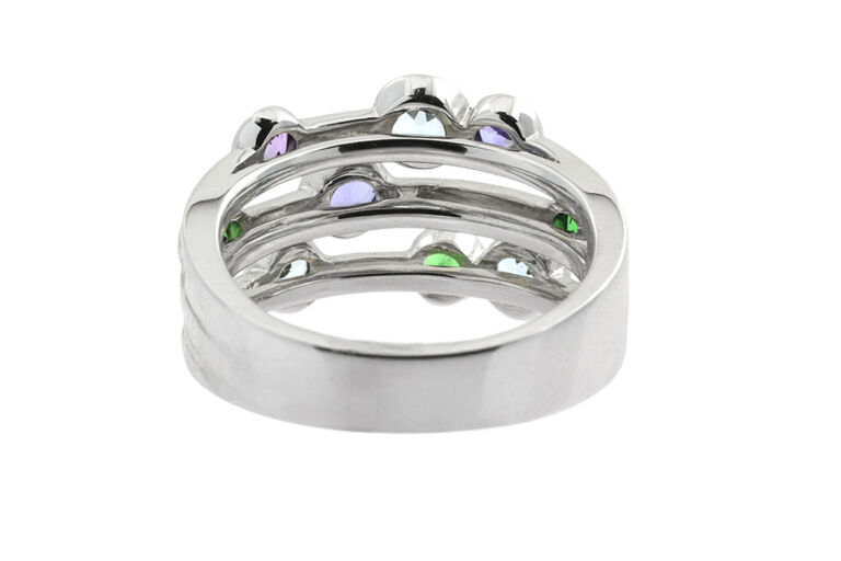 Multi-Stone Bubble Ring 9ct white gold Size O