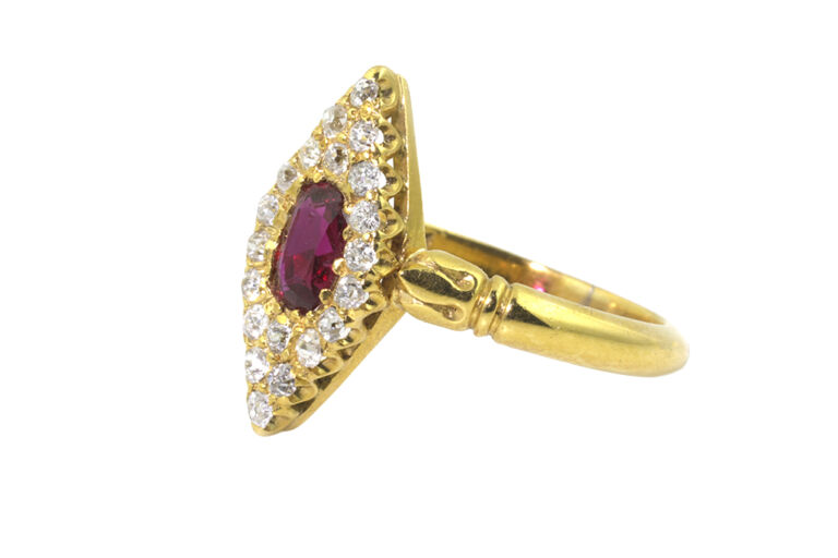 Ruby & Diamond Cluster Ring 18ct yellow gold Size N