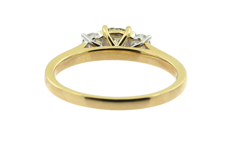 Bespoke Fancy Diamond & White Diamond 3 Stone Ring 18ct gold Size N