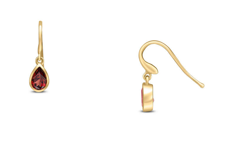Pear Shape Garnet Drop Earrings 9ct gold.