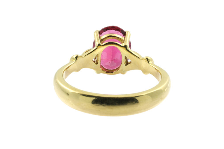 Pink Tourmaline Single Stone Ring 18ct gold Size M