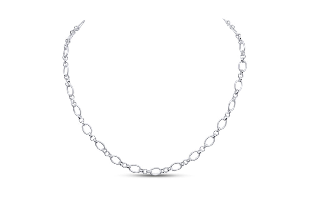 Handmade Textured Oval Chain Necklace
