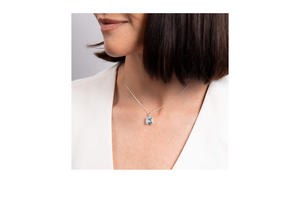 Blue Topaz Single Stone Necklace